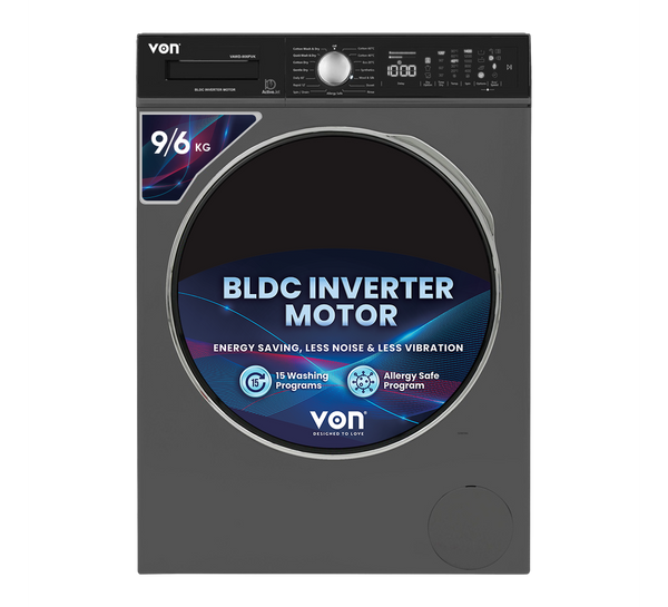 Von VAWD-906FVK Front Load Washer Dryer 9/6 KG - Silver