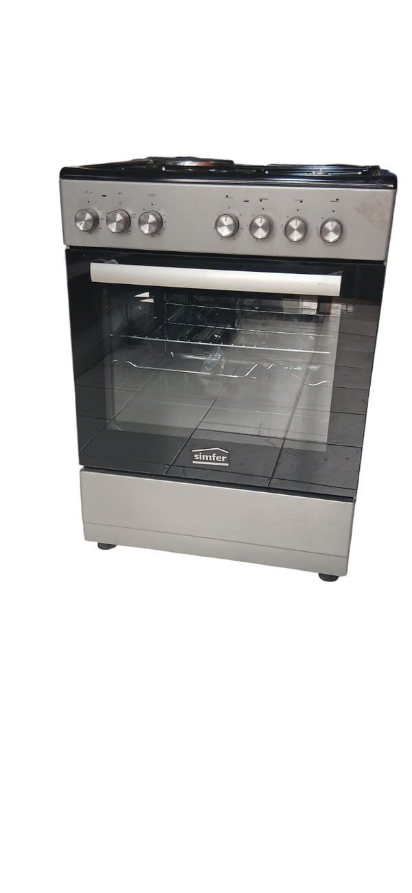 SIMFER Cooker F6314SERBG 3 Gas + 1 Electric - Black Top Inox Grey
