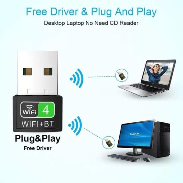 2 in 1 Wi-Fi Dongle, Bluetooth and WiFi Adapter