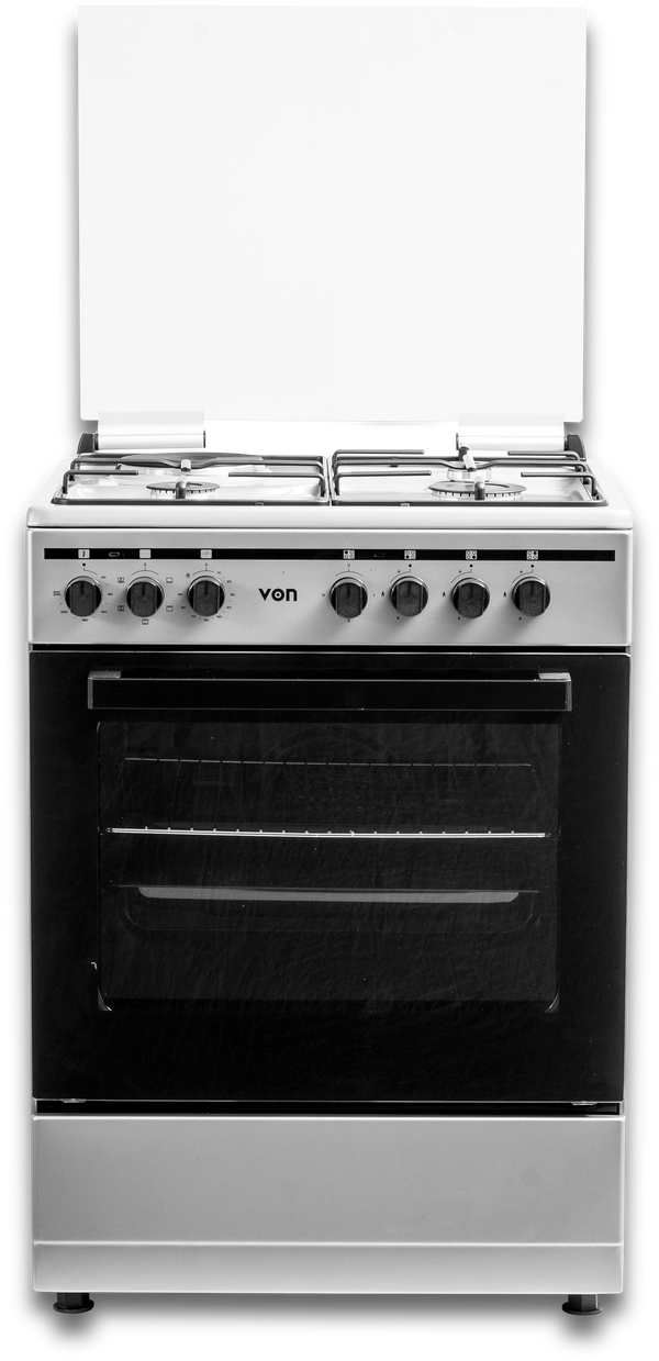 Von Cooker 3 Gas + 1 Electric - Thick Enamel Inox Grey