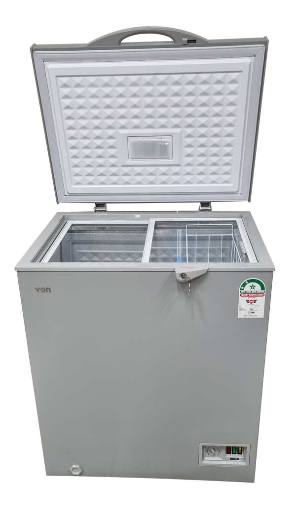 Von VAFC15DKG/DHG Chest Freezer - 142L, Grey
