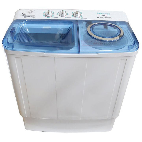 HisenseWashing Machine Twin Tub 7.5Kg White Semi-Automatic